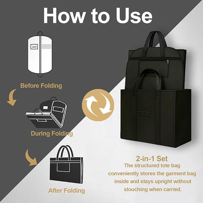 Heavy Duty Clothing Storage Garment Bag, Large Zippered Garment Bags for Hanging Clothes, Breathable Travel Garment Bags for Long Dresses and Suits, Hanging Garment Bags for Closet Storage 43 inches