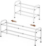 Gonfoam 2-Tier Expandable Shoe Rack,Adjustable Shoe Shelf Storage Organizer Heavy Duty Metal Free Standing Shoe Rack for Entryway Closet Doorway (White)