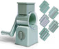 Rotary Cheese Grater with Hand Crank, Multi-Purpose Shredder Slicer with 5 Interchangeable Stainless Steel Blades for Shredding, Slicing, and Grating Cheese, Vegetables, and Fruit (Green)