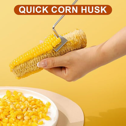 Easy Clean Corn Cob Peeler, 2024 New Corn Peeler for Corn On The Cob Corn Cob Stripper Corn on the Cob Remover, Stainless Steel Corn Stripping Tool for Home Kitchen, Restaurant Chef (1)