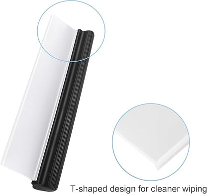2pack 12inch Car Drying Squeegee Water Blade Universal Quick Drying Squeegee Wiper Flexible T-Bar Water Blade Silicone Squeegee for Car,Glass,Windshield,Bathroom Black Handle