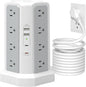 Surge Protector Power Strip Tower,10FT Long Extension Cord with Multiple Outlets 1625W 13A, Desk Charging Station with 16 Outlets and 4 USB Ports for Home, Office Desk Supplies, Dorm Room