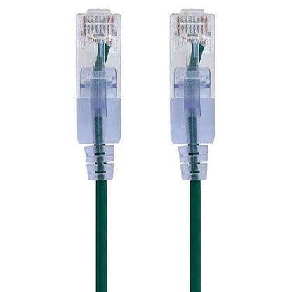 Monoprice Cat6A 14ft Green 10-Pk Patch Cable UTP 30AWG 10G Pure Bare Copper Snagless RJ45 SlimRun Series Ethernet Cable