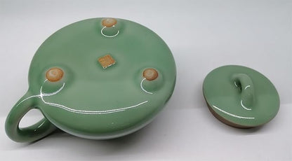 Handmade Celadon Teapot 120ml, Traditional Gongfu Tea Pot with Gift Box, Ceramic Stovetop Safe Teapot for Oolong & Pu-erh Tea