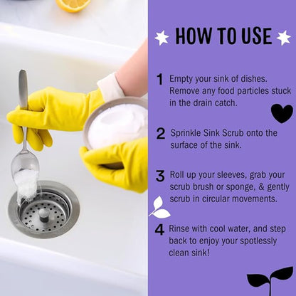 Molly's Suds Sink and All Purpose SCRUB | Gently Removes Stains, Scrubs Away Grease & Gime, Buffs out Scratches | Plant and Mineral Based | 2 Pack, Lavender Scent