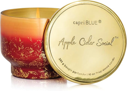 Capri Blue Glimmer Jar Candles - Luxury Holiday Scented Candles for Home - Long Lasting Soy Wax Blend - Scented Holiday & Home Decor - Apple Cider Social Inverted Jar (10 oz)