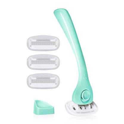 Billie Razors for Women Shave Kit – Razor + 4 x 5-Blade Razor Refills + Magnetic Holder – Minty