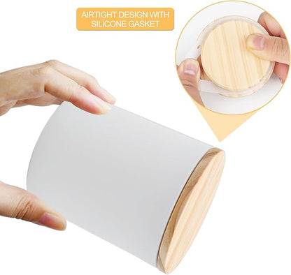 14 OZ Thick Candle Jars for Making Candles 12 Pcs, 3 Wick Empty Jars with Wood Lids for Candle Making, Sample Container,Matte White