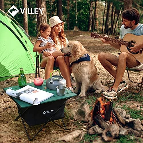 VILLEY Portable Camping Side Table, Ultralight Aluminum Folding Beach Table