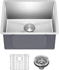 Kraus KHU101-21 Standart PRO 16 Gauge Undermount Single Bowl Set (4 Item Bundle: Sink, Bottom Grid, Drain Assembly, Kitchen Towel), 21 Inch, Stainless Steel
