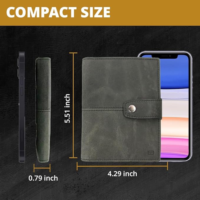 GARZINI Passport Holder with AirTag, Passport Wallet with RFID, Travel Accessories, Travel Document Holder with ID Window, Leather Passport Holder for 7 Cards, Brushed Black
