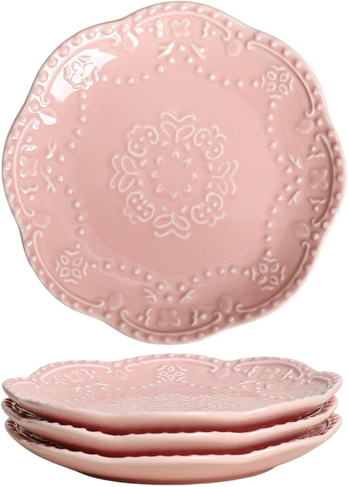Gaolinci European Palace Series Lace Embossed Ceramic Dinner Plate