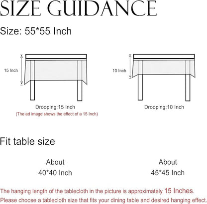 ISAENNE Designer French Small Square Tablecloth,Linen Orange Floral Pattern Indoor Table Cloth,Wrinkle Resistant Decor Table Cloth for Dining Thanksgiving Kitchen Party,55"*55"-Alvarado D
