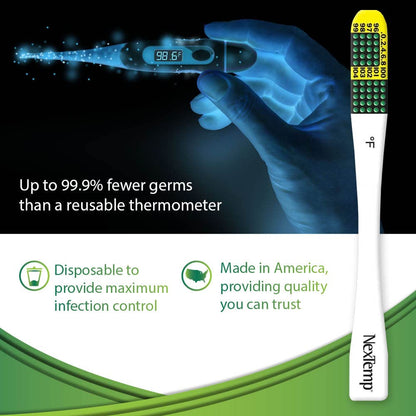 Ultra Single-Use Thermometers - Individually Wrapped Disposable First Aid Supplies, High-Accuracy Reading, For Business, School, and Healthcare Use, Fahrenheit, 100-Pack, by Medical Indicators