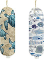 2Pcs Turtle Plastic Bag Holder 22.5x9 Inch, Fish Shells Wall Mount Grocery Bag Holder for Plastic Bags, Reusable Grocery Bags Storage Dispenser for Home Kitchen Decor, Sea Turtle Gifts for Women Mom