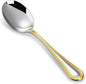 KEAWELL Pearl Edge 4-Piece Premium Spoon Set, 18/10 Stainless Steel, Fine Silverware Spoons with Refined Bead Design, Brightly Polished, Dishwasher Safe (Gold Accent, 6.3" Condiment Spoons)