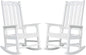 Psilvam Oversized Outdoor Rocking Chair Set of 2, Porch Rocker with 21" Wide Seat and 32" Tall Backrest, Pre-Assembled with Most Components for Effortless Installation (White)