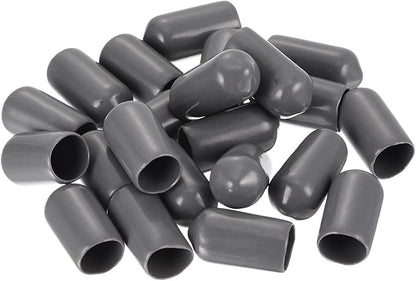 uxcell 20pcs Rubber End Caps 8mm ID Vinyl PVC Round Tube Bolt Cap Cover Screw Thread Protectors Dark Grey