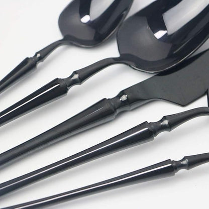 JASHII Black 5-Piece 18/10 Stainless Steel Flatware Cutlery Set for 1, Silverware Set, Mirror polish, Ideal for Wedding Festival Party Home Kitchen, Dishwasher Safe (Black)