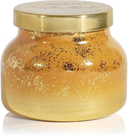 Capri Blue Glimmer Jar Candles - Luxury Holiday Scented Candles for Home - Long Lasting Soy Wax Blend - Scented Holiday & Home Decor - Pumpkin Dulce Petite Signature Jar (8 oz)