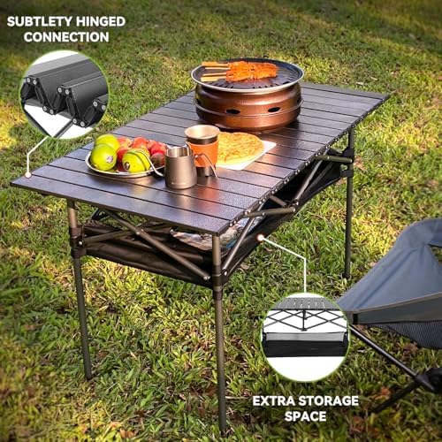 Opliy Portable Folding Camping Table for 4-6 Persons Aluminum Collapsible Table Lightweight with Carry Bag for Camping, Hiking, Picnics, BBQ, Beach Trips & Tailgating