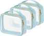 TSA Approved Travel Toiletry Bag,3 Pack Clear Makeup Bags with Handles,Quart Size Clear Cosmetic Bags for Traveling Women,Men,Carry on Airport Airline Compliant Bag,Blue