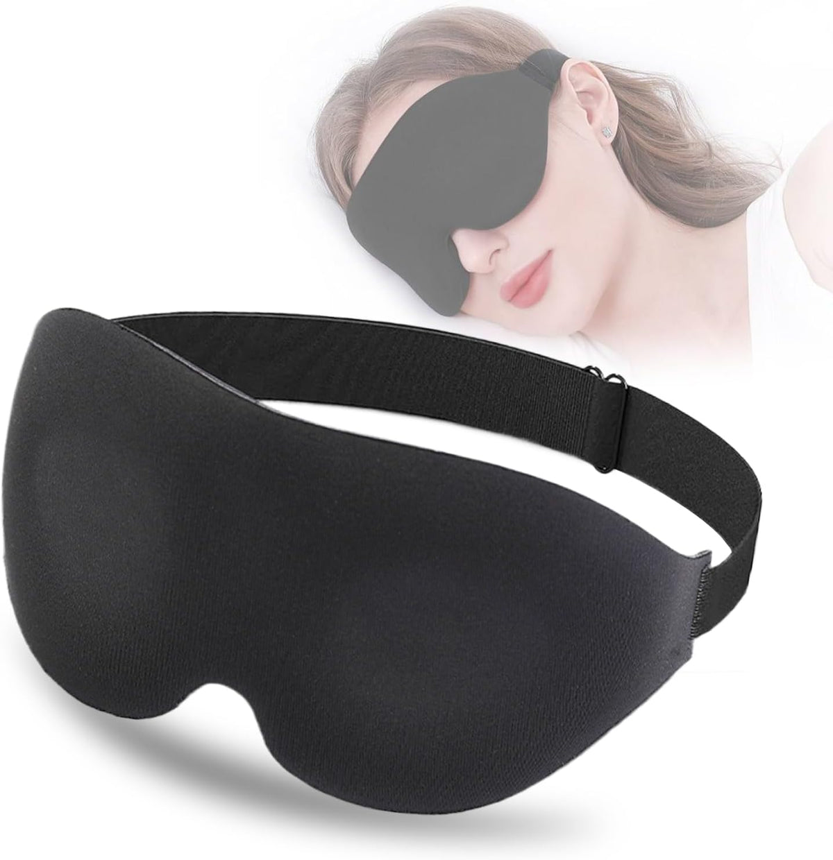 Sleep Eye Mask, 3D Eyes Mask for Sleeping, Contoured Cup Night Blindfold Eye Mask with Adjustable Strap