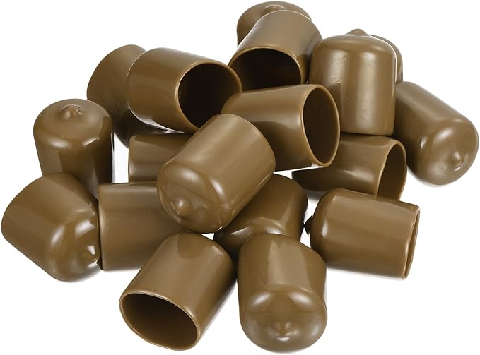 uxcell 20pcs Rubber End Caps 22mm(7/8") ID Vinyl PVC Round Tube Bolt Cap Cover Screw Thread Protectors Light Brown