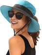 FURTALK Womens Sun Hat with Ponytail Hole Beach Hiking Summer Wide Brim UPF 80+ Outdoor Protection Foldable Bucket Hat