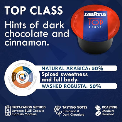 Lavazza Blue Capsules Coffee Pods Variety Pack – 100 Count (2 Packs of 50) – Top Class & Gold Selection Medium Roast Espresso – Compatible with Lavazza LB Machines Only