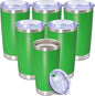 20 oz Tumbler with lid Double Wall Vacuum Insulated Tumblers Stainless Steel Coffee Mug Travel Coffee Tumbler Powder Coated Tumbler Cup Keep Hot&Cold - (Green 6 Pack)