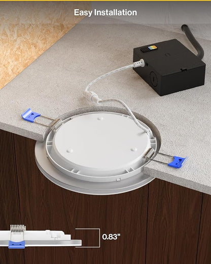 Sunco 6 Pack 6 Inch LED Recessed Light with Night Light, Slim Ceiling Lighting, 1500 Lumens, 15W (110W Equivalent), Selectable CCT 2700K/3000K/4000K/5000K/6000K, Dimmable, Canless with Junction Box.