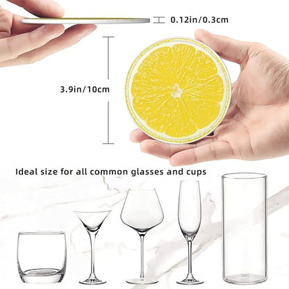 6 Pack Yellow Lemon Coaster for Drinks