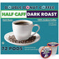 Double Donut Coffee Half Caff Dark Roast Coffee Pods, Dark Roast Coffee, Compatible with Keurig K Cups Brewers 72 ct