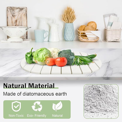 Stone Dish Drying Mat for Kitchen Counter,24"(L)×16"(W) Collapsible Fast-Drying Diatomaceous Earth Mats with Towel Sanding Tool,Versatile Stone Drying Mats for Cups Dishes Bottles