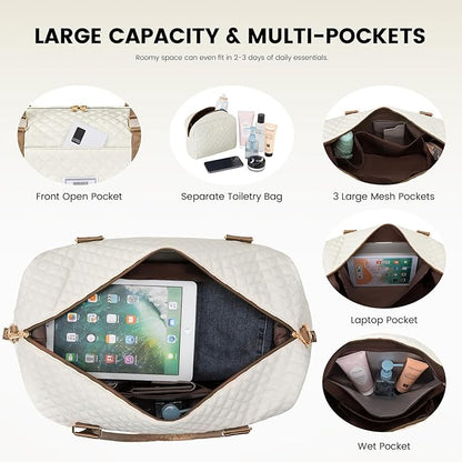 LOVEVOOK Travel Duffle Bag,Weekender Bags for Women with Shoe Compartment，Carry on Overnight Bag with Toiletry Bag,Gym Duffel Bag with Wet Pocket, Hospital Bags for Labor and Delivery