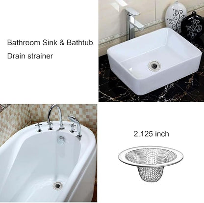 10PCS Mesh Sink Drain Strainer Hair Catcher, 2.125'' Stainless Steel Slop Basket Filter Trap, Bathtub Sink Drain Screen Filter Cover Mesh Bathroom Bathtub RV Laundry Lavatory Balcony Utility