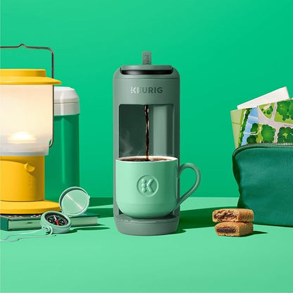Keurig K-Mini Mate Single Serve Coffee Maker – Ultra-Compact 4” Width, Travel Mug Friendly, Ideal Holiday Gift for Small Spaces, Glamping Green