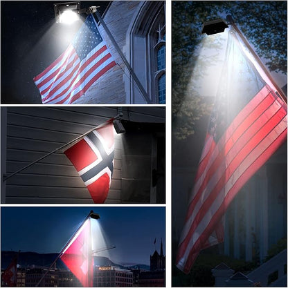 Solar Flag Pole Light, Bright White 6000k Flagpole Light Upgrade Solar Powered