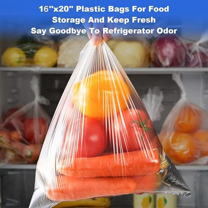 16x20 Plastic Produce Bags on a Roll - Clear Plastic Bags for Food, Vegetable, Fruits, Bread, Pet Bags and Grocery Clear Bag- 350 Bags/roll (8 Roll)