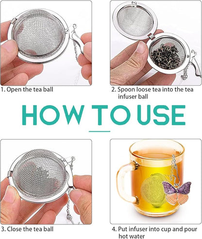 Tea Infuser Set with Dual Butterfly Pendants - NSTaygate Premium Tea Strainers for Loose Tea 304 Stainless Steel Tea Ball