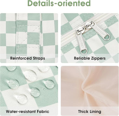Narwey 18" Carry on Bag Underseat for Airplane with Wet Pocket Spirit Airlines Personal Item Bag Travel Duffel Bag Small Gym Bag Weekender Overnight for Women and Men (Mint Green Checkerboard)