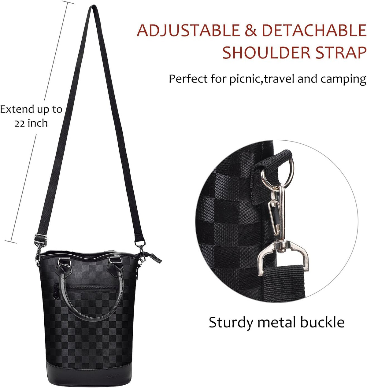 Tirrinia Insulated Wine Gift Carrier Tote - Travel Padded 2 Bottle Wine/Champagne Cooler Bag for Portable Wine Bottle Carrying Case, Women Men Wine Party Bag for Event,BYOB,Beach, Gift for Wine