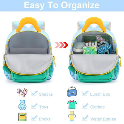 Accmor Toddler Leash Backpack with Anti Lost Wrist Link, Cute Dinosaur Bag Children Safety Walking Harness with Removable Little Pouch, Kids Travel Essential Mini Back Pack with Tether for Baby Boys