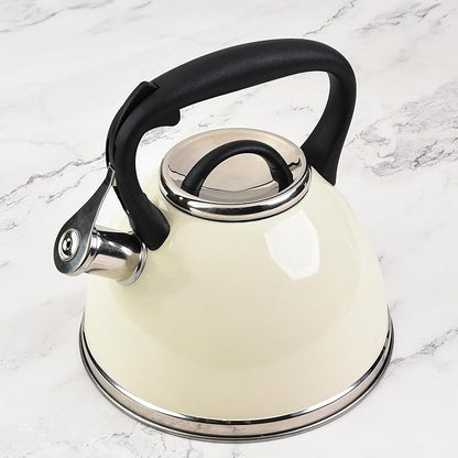 Whistling Stovetop Tea Kettle,Food Grade Stainless Steel, Cool Touch Ergonomic Handle, Fast Boil, for Gas, Electric, and Glass Ranges - 3L