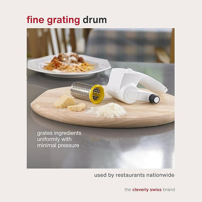 Zyliss Classic Cheese Grater - Handheld Rotary Grater with Handle - Vegetable, Chocolate, Hard Cheese & Nut Grater – White