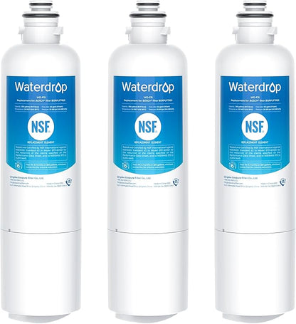 Waterdrop BORPLFTR50 Replacement for Bosch® Ultra Clarity® Pro 11032531, 12033030, 11025825, BORPLFTR55, B36CD50SNS, B36CT80SNS, B36CL80ENS, B36FD50SNS, WFC100MF, Refrigerator Water Filter, 3 Filters
