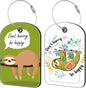Cute Sloth Luggage Tag for Suitcase Set of 2 PU Leather Cute Luggage Tags with Stainless Metal Loop ID Label Privacy Flap Suitcase Tags for Women and Men Travel