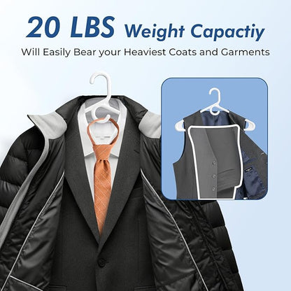 HOUSE DAY Quality Plastic Clothes Hangers 38 Pack – Super Heavy Duty 20lb Capacity Thick Strong Closet Hangers White for Adult Clothing – Durable for Coats, Jackets, Jeans, Pants