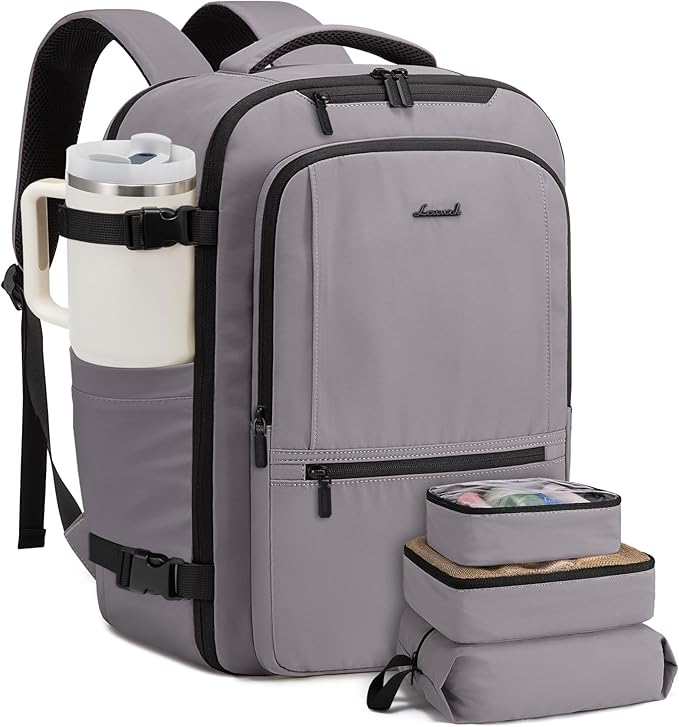 LOVEVOOK Travel Backpack for Women & Men, 60L Large Carry On Backpack Airline Approved, TSA Personal Item Weekender Bag, Water Resistant Laptop Backpacks with 3 Packing Cubes for Travel Essentials